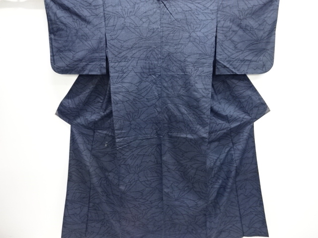 アンティーク　抽象模様織出し十日町紬単衣着物